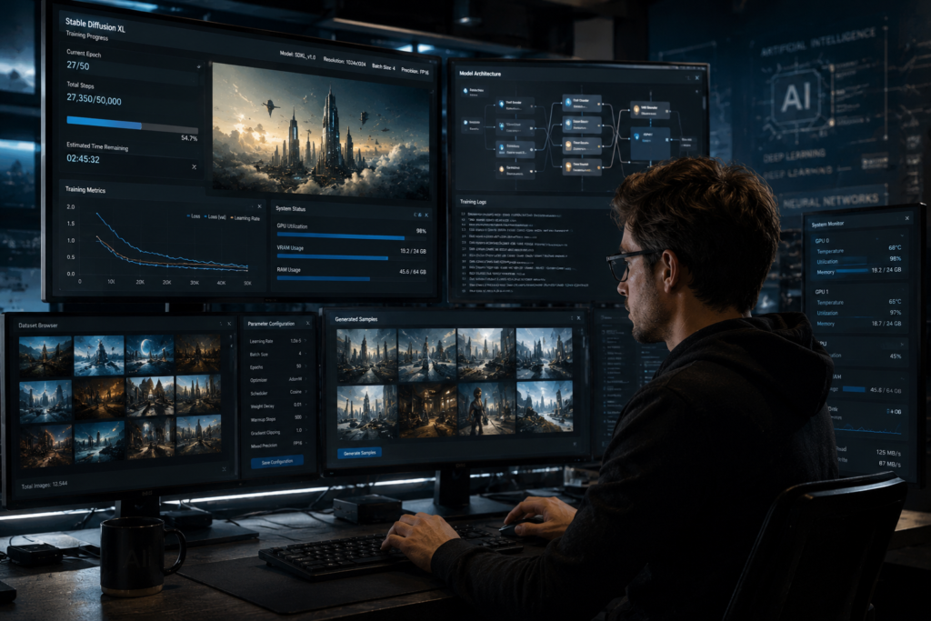 AI training in a tech workspace