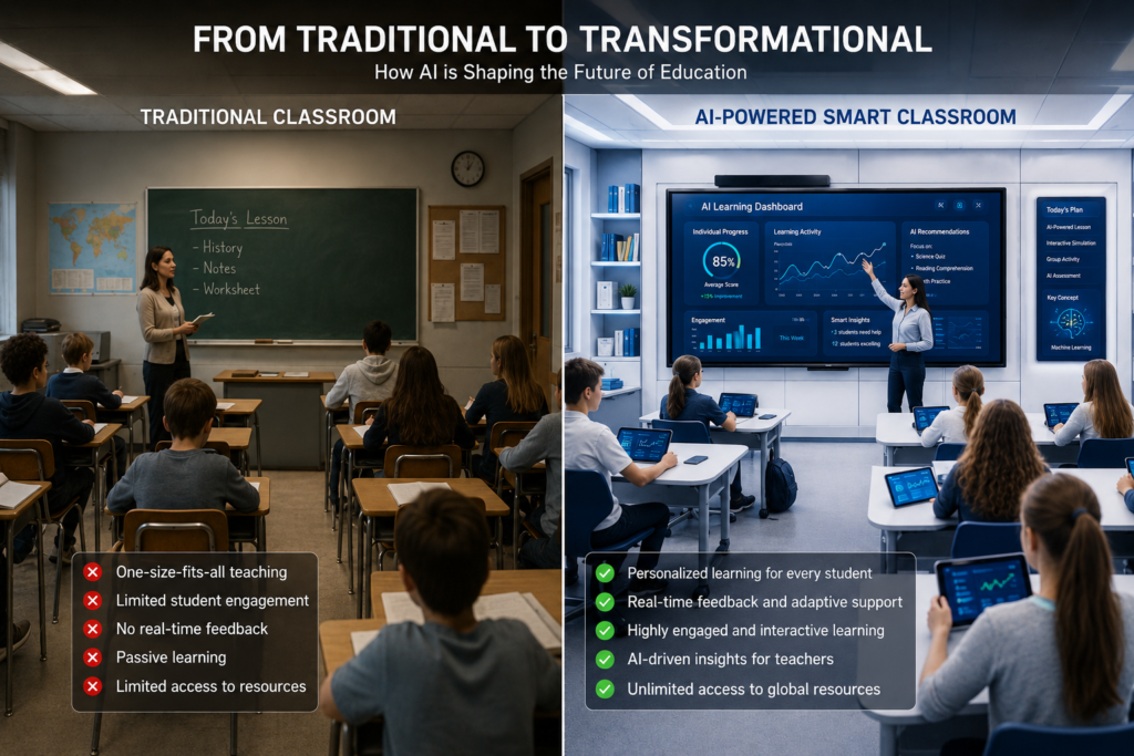 Traditional vs AI-powered classroom comparison