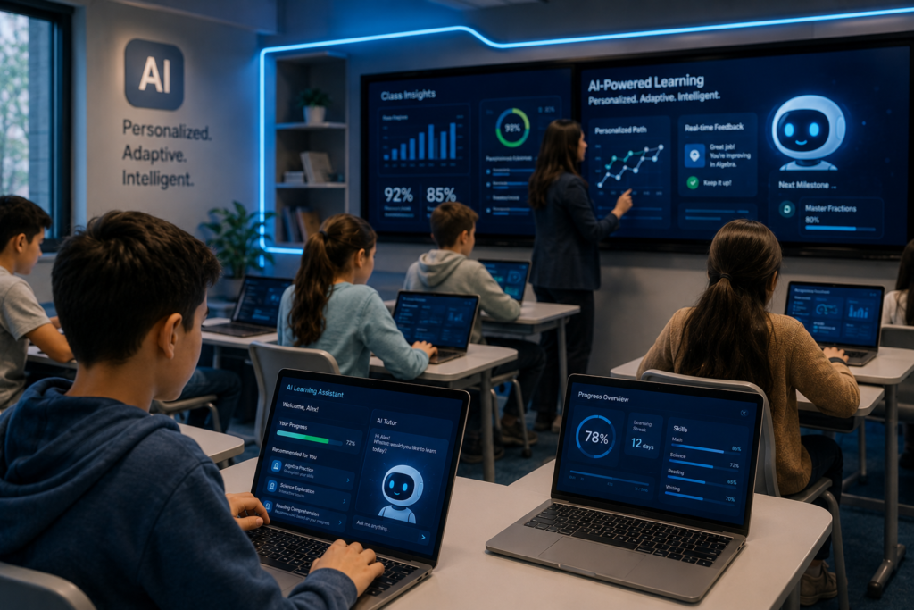 AI-powered learning in a modern classroom