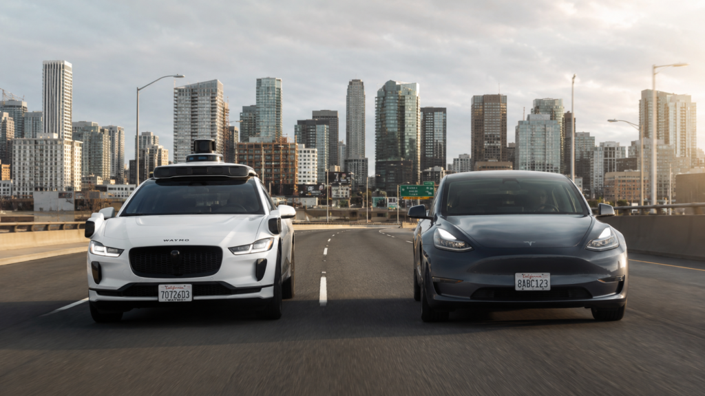 Autonomous and electric cars on road
