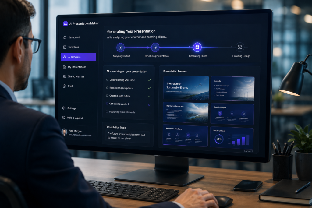 AI-driven presentation creation in progress
