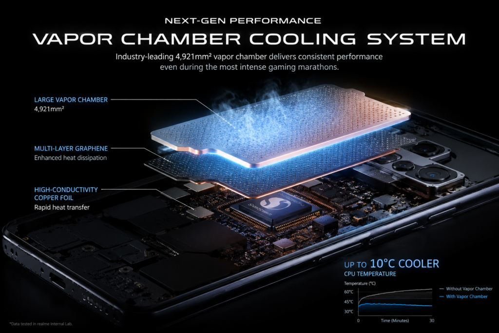 Advanced smartphone processor and vapor chamber cooling visualization